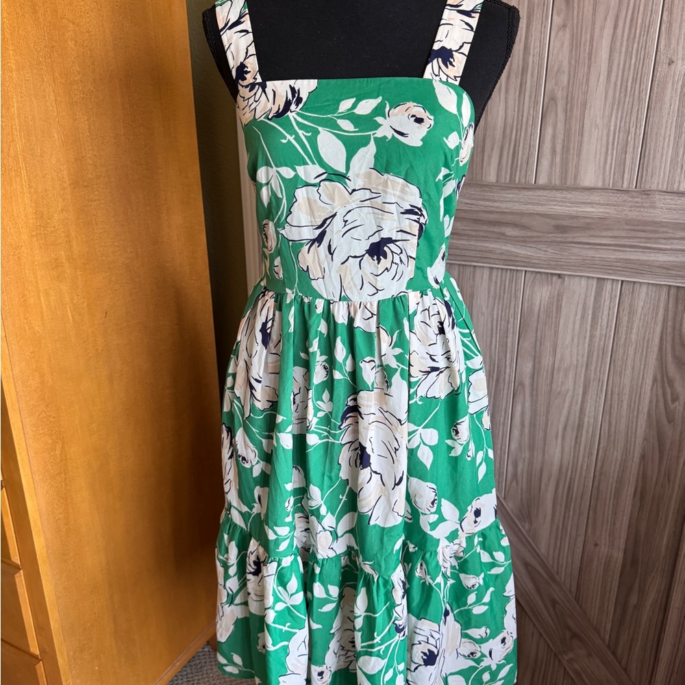Eliza J Green and White Dress